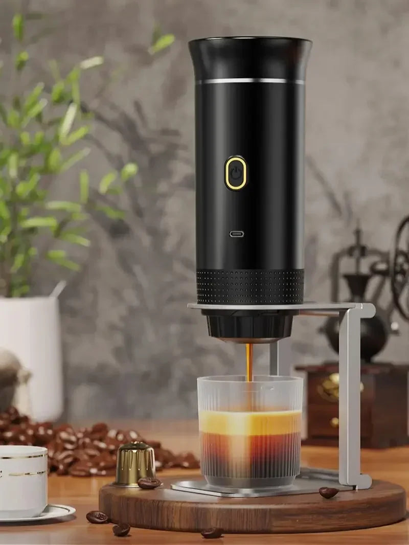 Draadloos elektrisch draagbaar espressomachine voor auto en thuis Camping Koffiezetapparaat 3-in-1 Capsule Poeder Reiskoffiezetapparaat