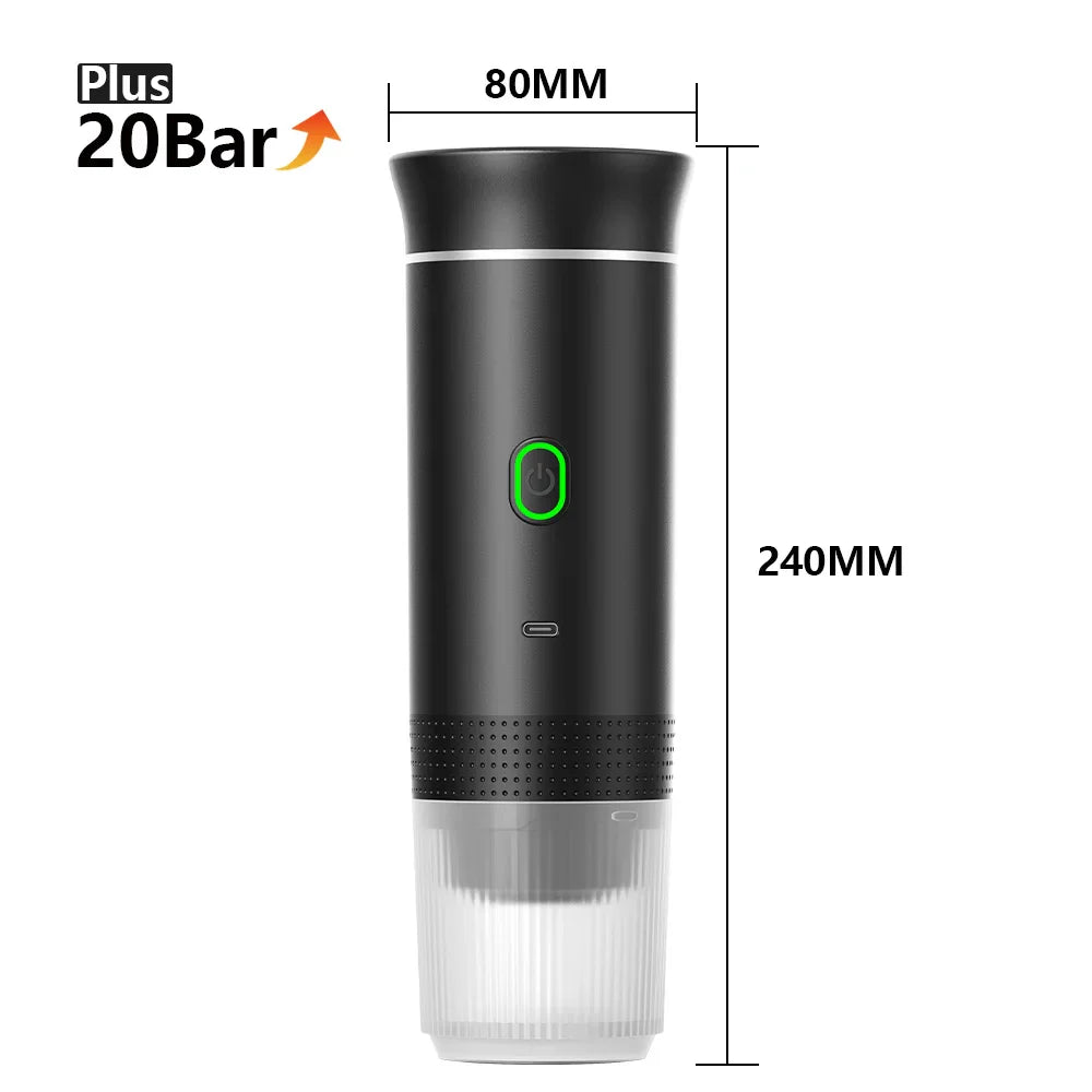 Draadloos elektrisch draagbaar espressomachine voor auto en thuis Camping Koffiezetapparaat 3-in-1 Capsule Poeder Reiskoffiezetapparaat